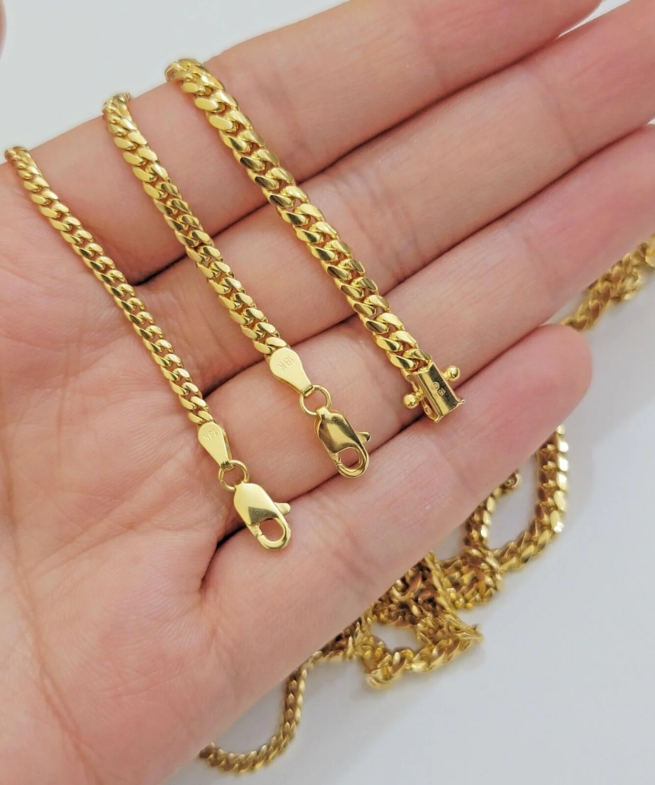 Solid 18k Gold Chain Necklace Miami Cuban Link 2.5mm-4mm 18"-26 Inch Real 18kt - Image 11
