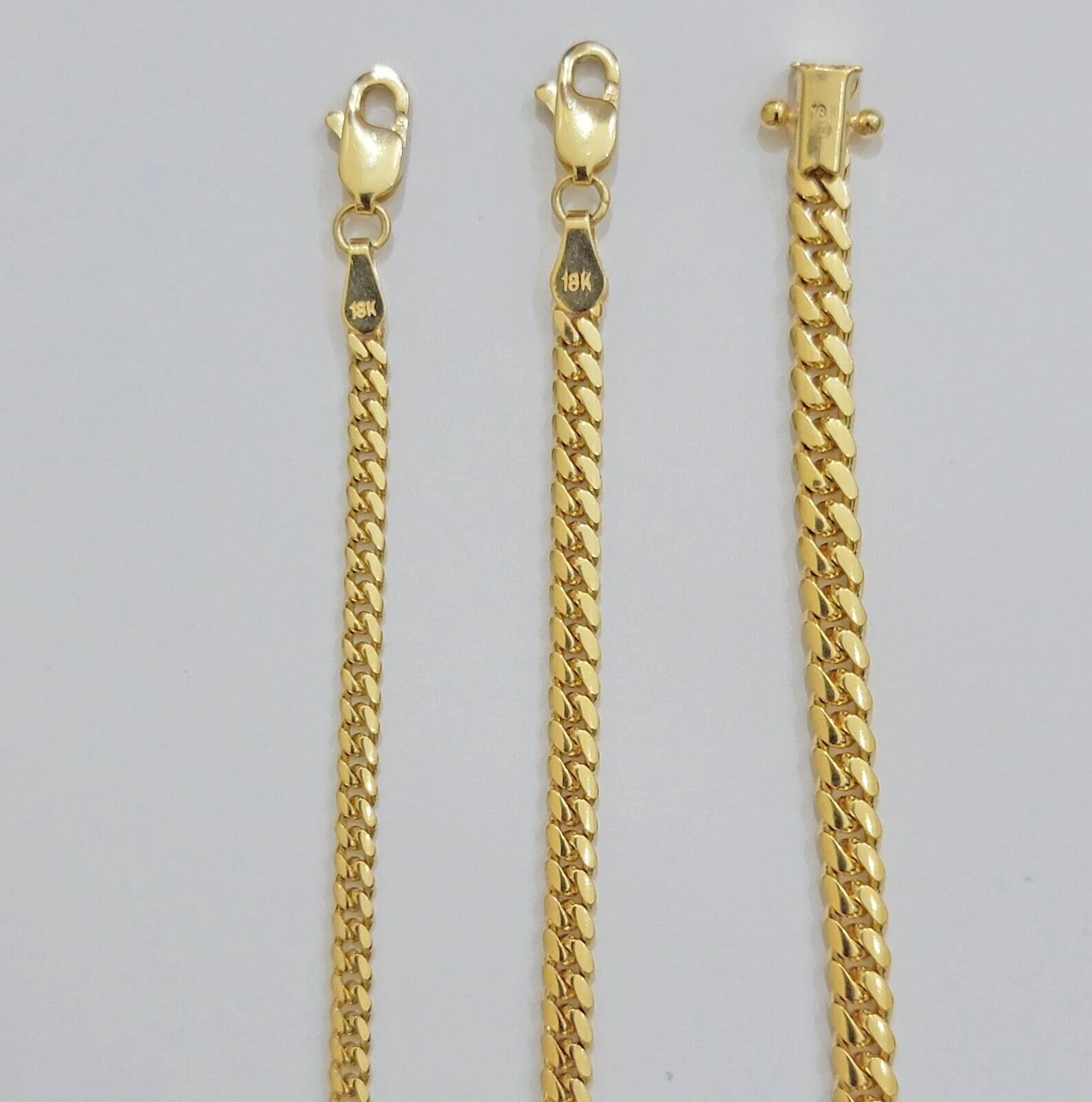 Solid 18k Gold Chain Necklace Miami Cuban Link 2.5mm-4mm 18"-26 Inch Real 18kt - Image 5