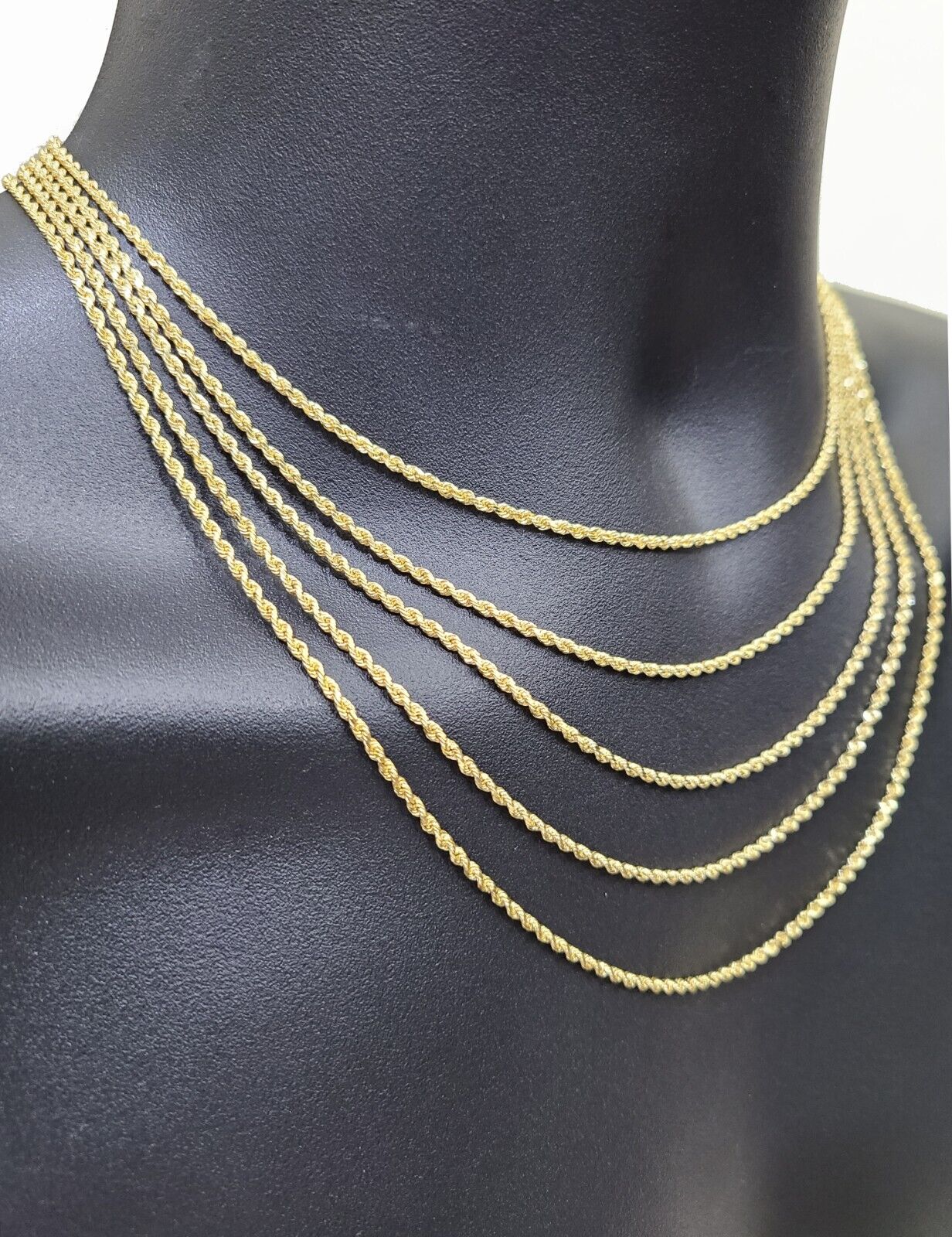 Solid 18k Yellow Gold Necklace Rope Chain 2mm 16 Inch Real 18kt For Ladies - Image 3