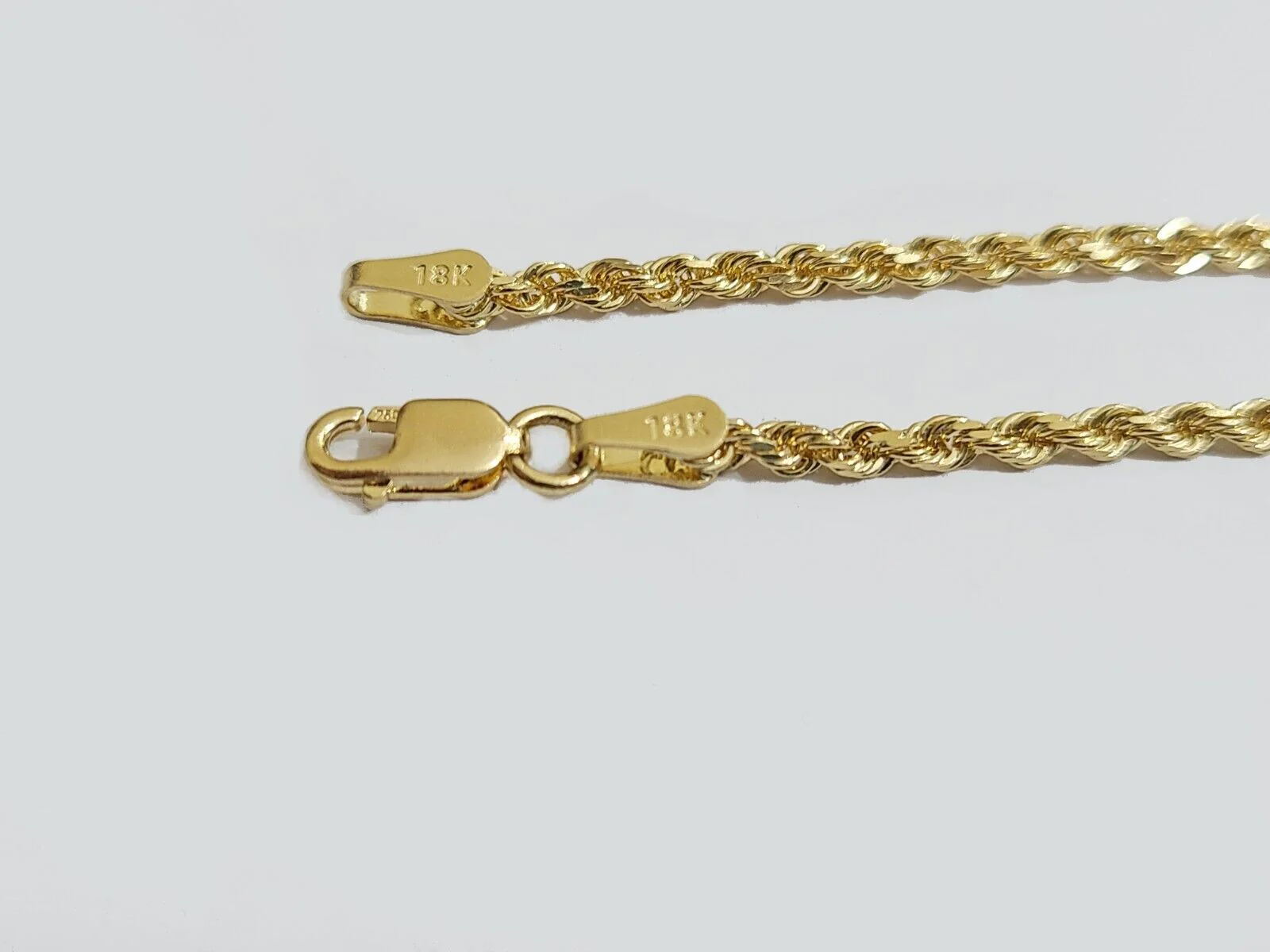 Solid 18k Yellow Gold Necklace Rope Chain 2mm 16 Inch Real 18kt For Ladies - Image 9