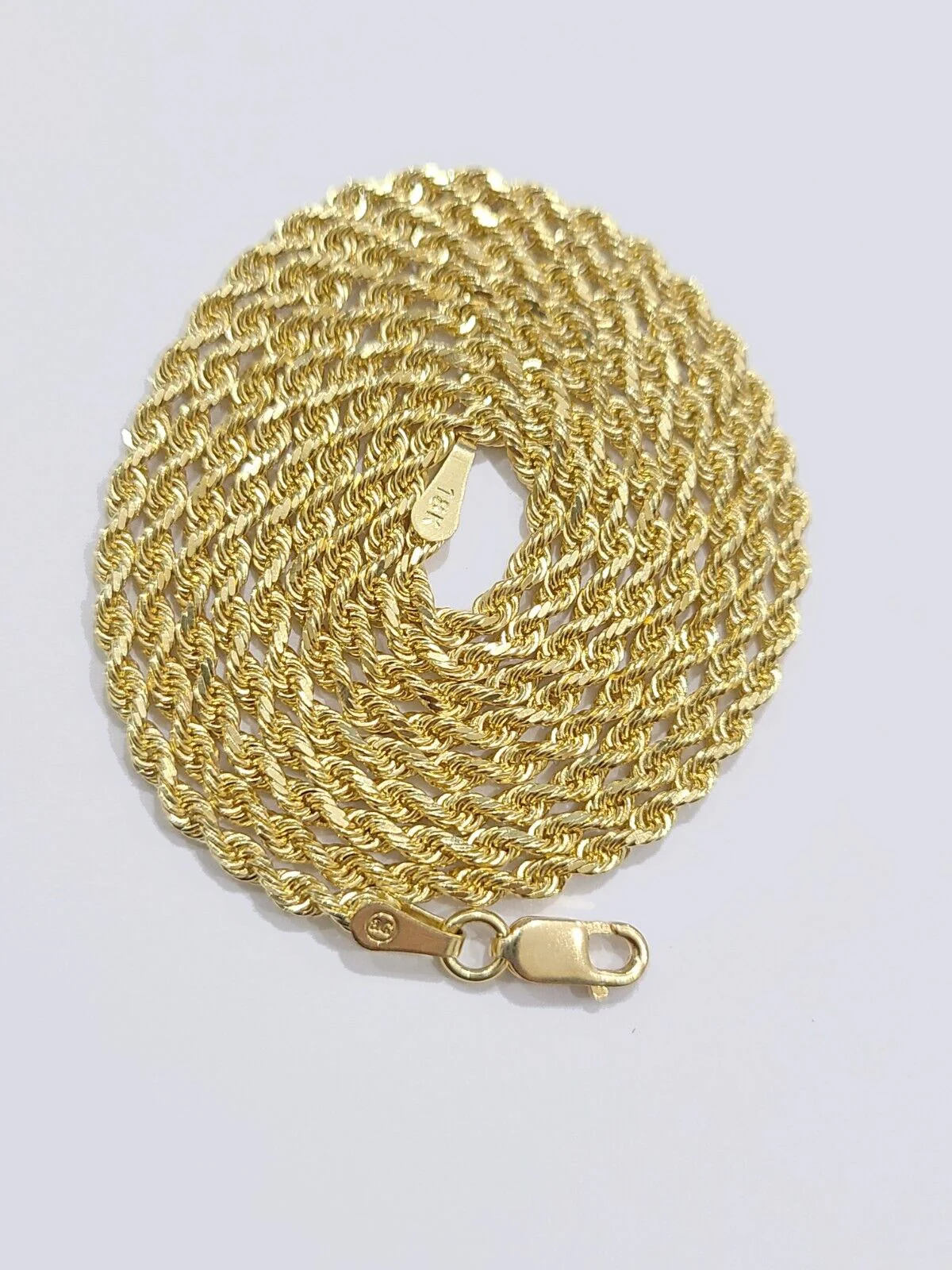 Solid 18k Yellow Gold Necklace Rope Chain 2mm 18'' Inch Real 18kt Men Women - Image 3