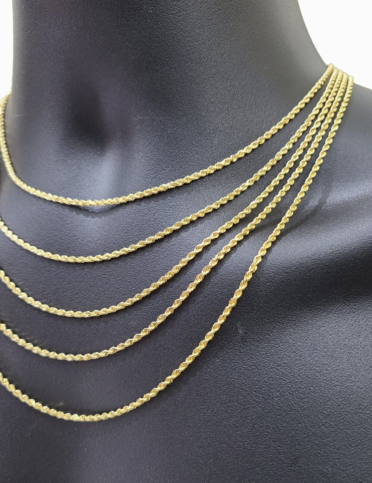 Solid 18k Yellow Gold Necklace Rope Chain 2mm 18'' Inch Real 18kt Men Women - Image 4