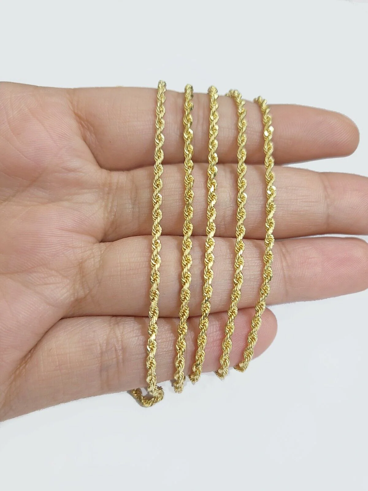 Solid 18k Yellow Gold Necklace Rope Chain 2mm 18'' Inch Real 18kt Men Women - Image 5