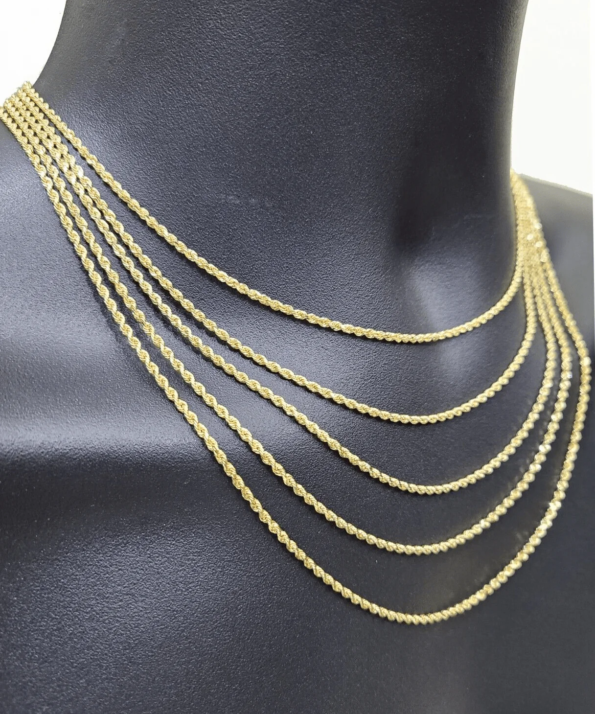 Solid 18k Yellow Gold Necklace Rope Chain 2mm 20'' Inch Real 18kt Men Women - Image 5