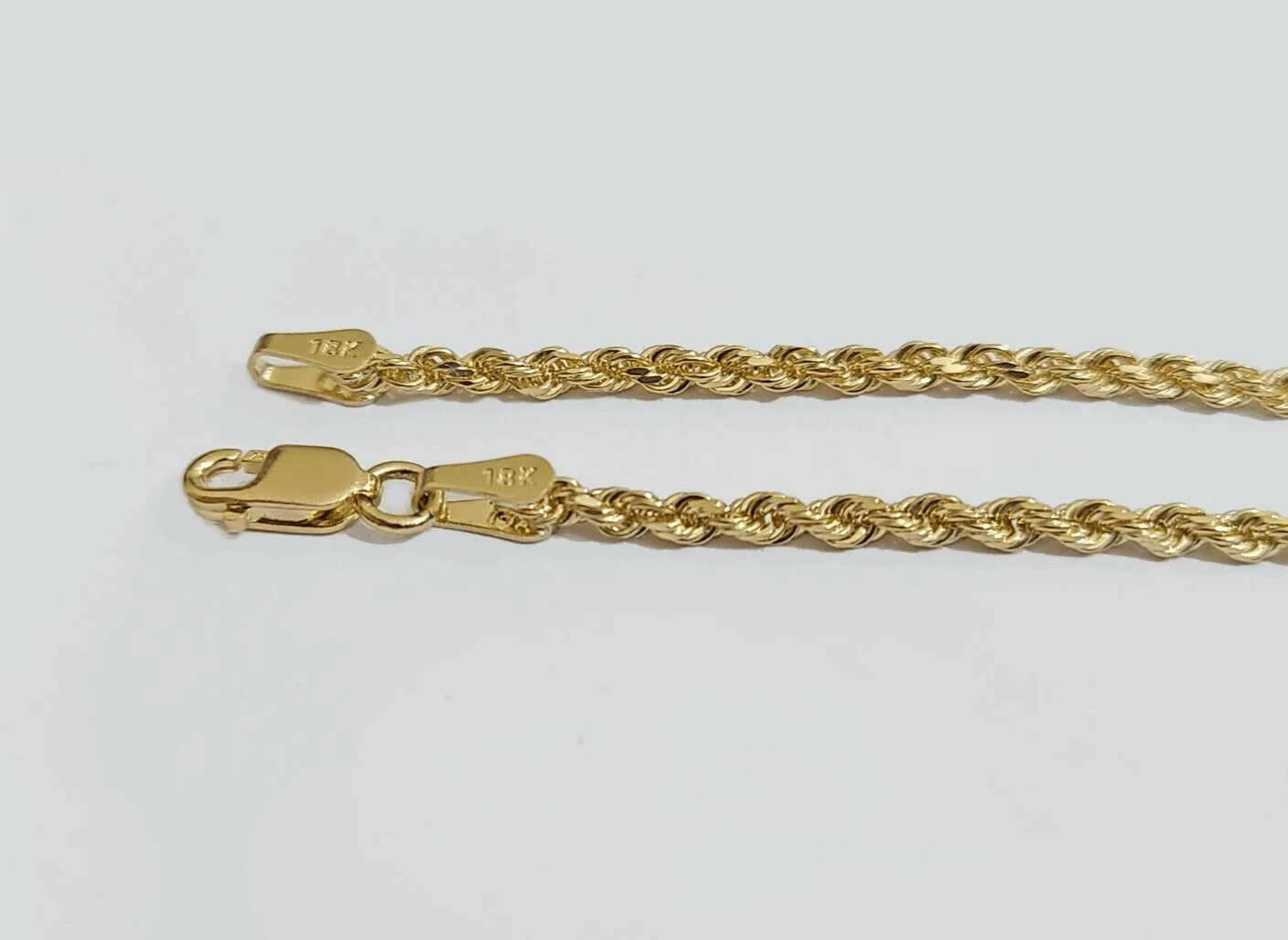 Solid 18k Yellow Gold Necklace Rope Chain 2mm 24'' Inch Real 18kt Men Women
