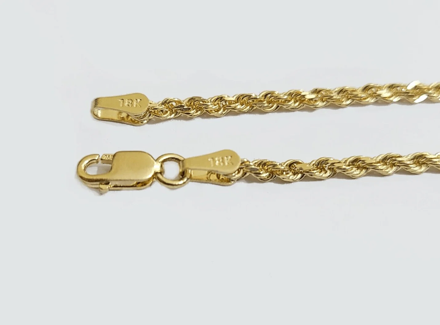 Solid 18k Yellow Gold Necklace Rope Chain 2mm 24'' Inch Real 18kt Men Women - Image 9