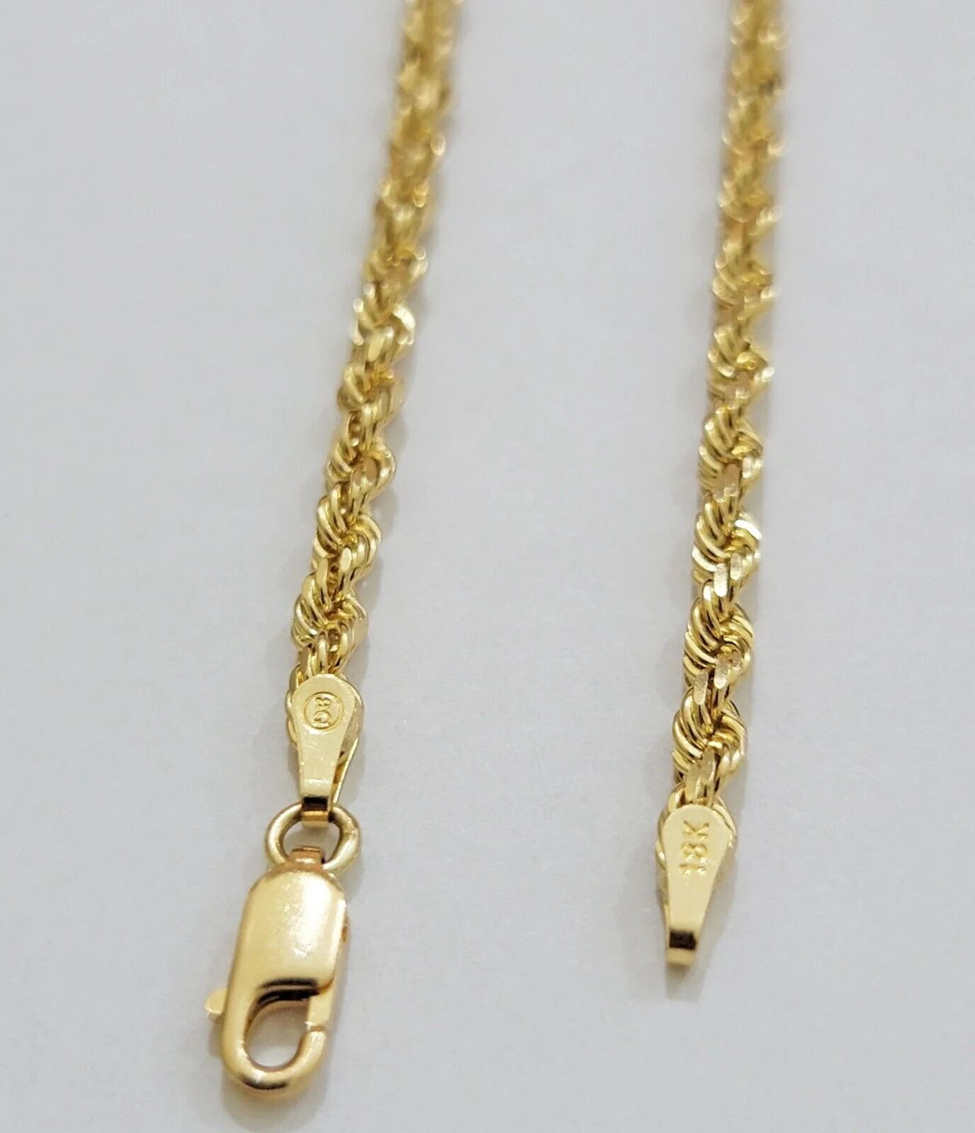 Solid 18k Yellow Gold Necklace Rope Chain 3mm 18'' Inch Real 18kt Men Women SALE - Image 7