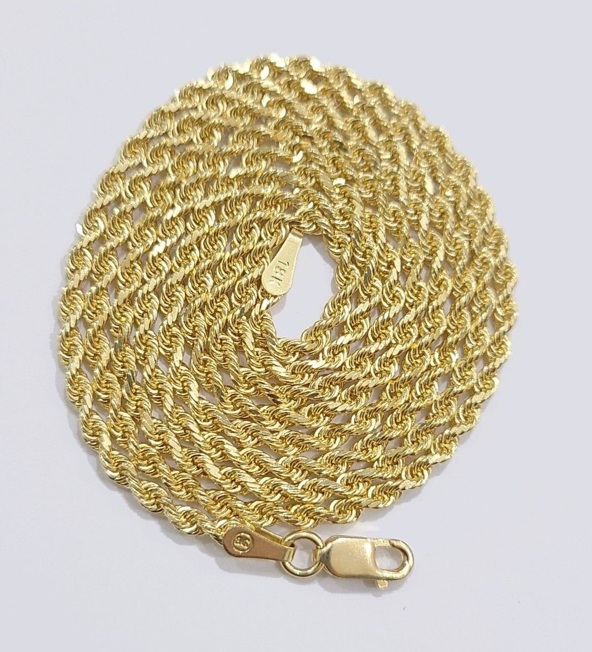 Solid 18k Yellow Gold Rope Chain Necklace 2mm 16-24 Inch Diamond Cut 18kt - Image 3