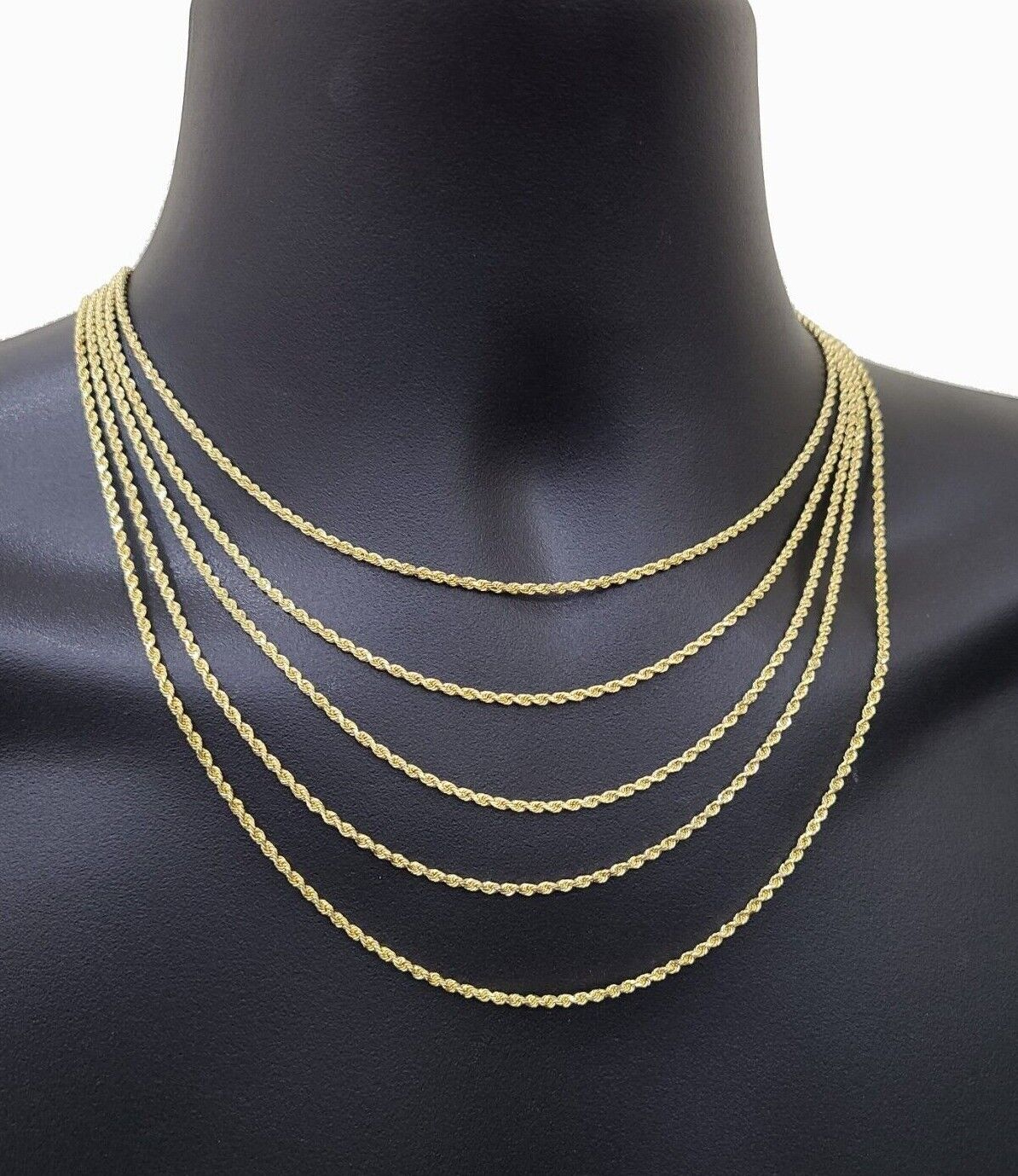 Solid 18k Yellow Gold Rope Chain Necklace 2mm 16-24 Inch Diamond Cut 18kt - Image 4