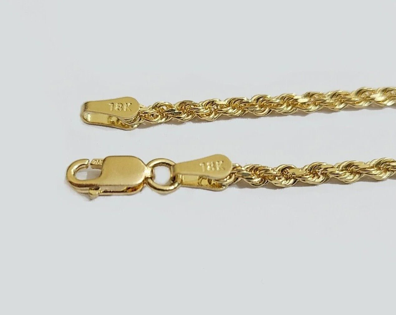 Solid 18k Yellow Gold Rope Chain Necklace 2mm 16-24 Inch Diamond Cut 18kt - Image 8