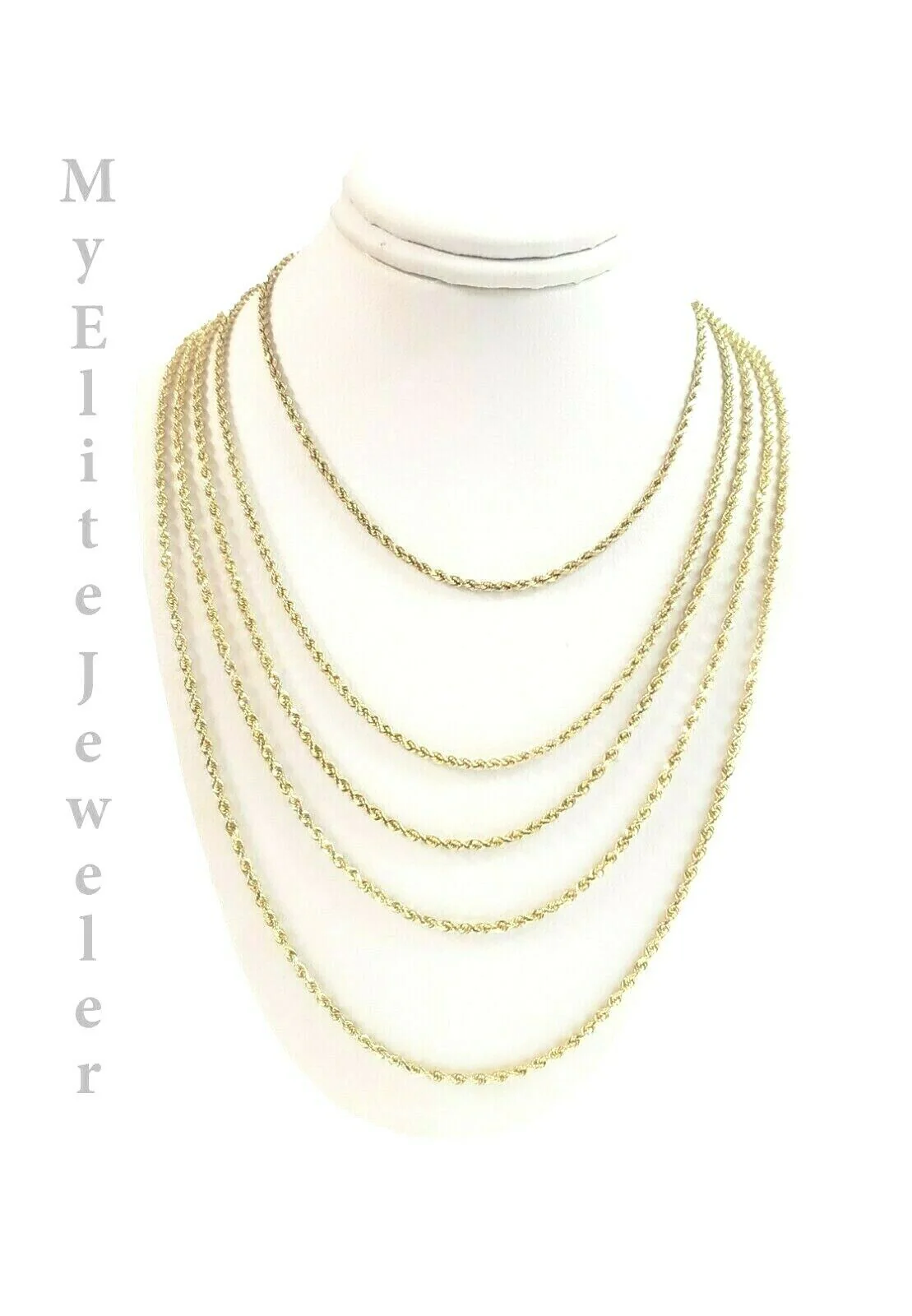 SOLID 2mm 10k Gold Rope Chain Necklace 16"- 26" 100% 10k yellow Gold Solid, Thin - Image 2