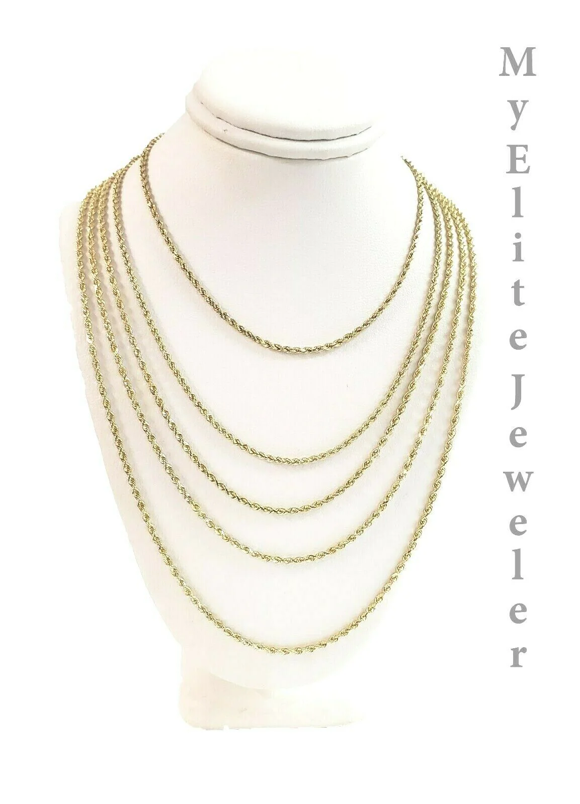 SOLID 2mm 10k Gold Rope Chain Necklace 16"- 26" 100% 10k yellow Gold Solid, Thin - Image 5