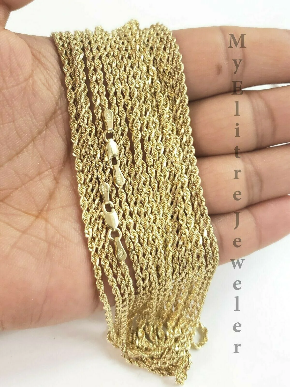 SOLID 2mm 10k Gold Rope Chain Necklace 16"- 26" 100% 10k yellow Gold Solid, Thin - Image 7