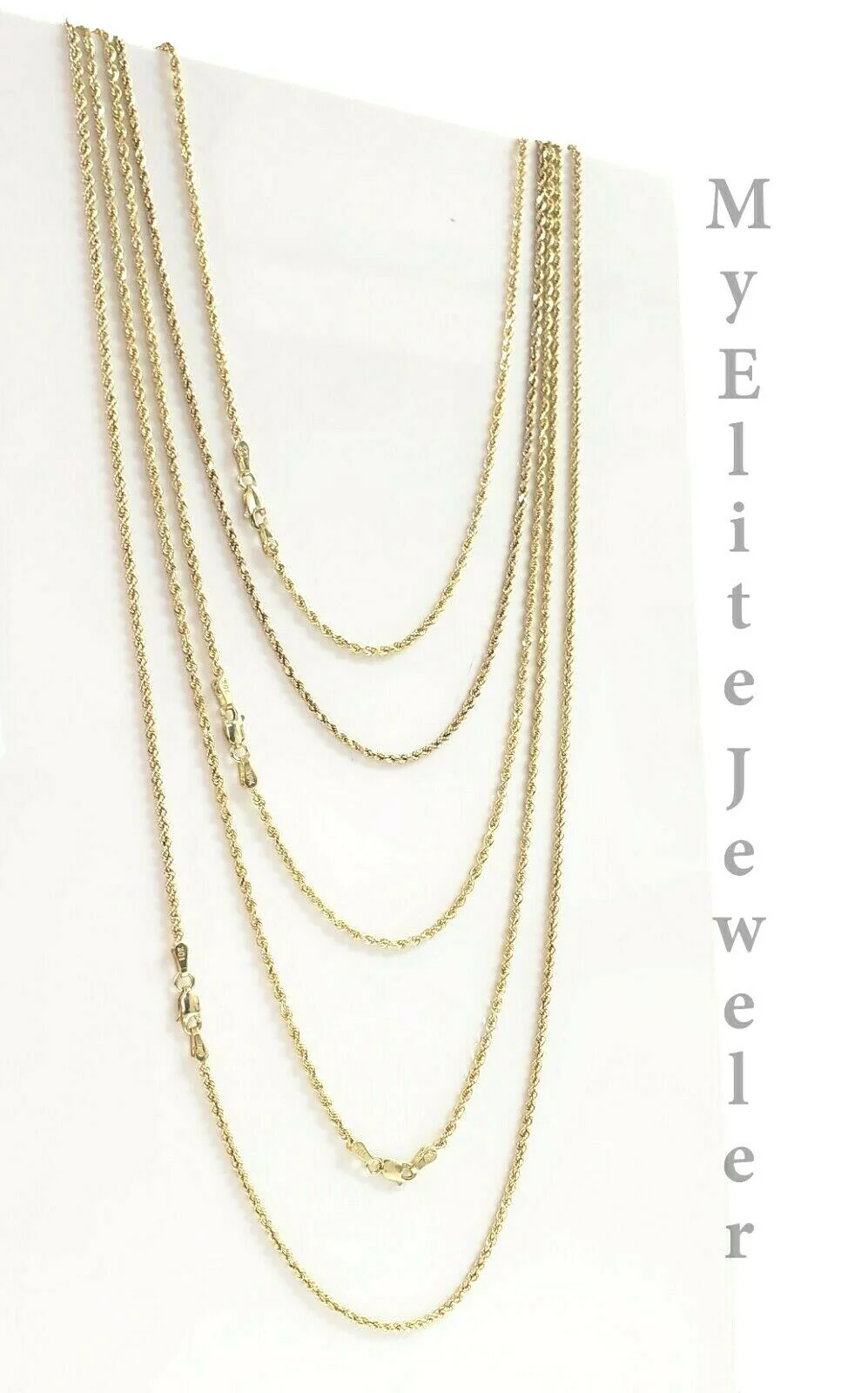 SOLID 2mm 10k Gold Rope Chain Necklace 16"- 26" 100% 10k yellow Gold Solid, Thin - Image 8