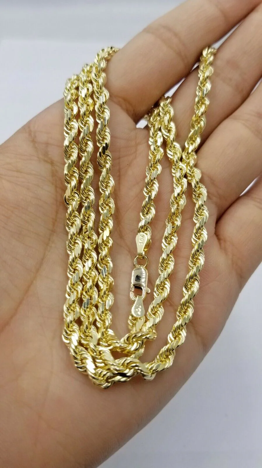 SOLID 5mm 20" 10k Yellow Gold Rope Chain Diamond Cut Men Women Real Brand new - Image 2