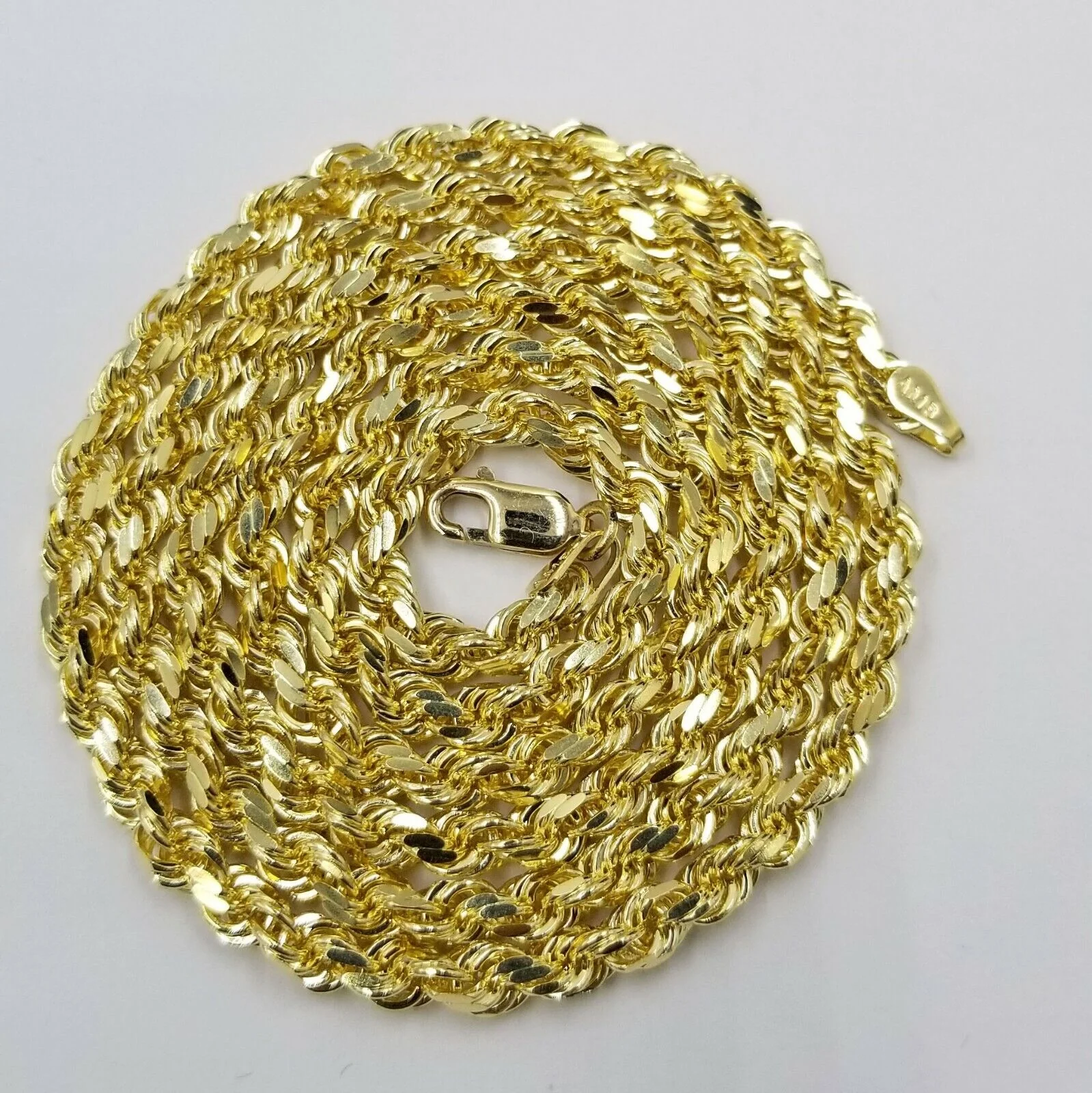 SOLID 5mm 20" 10k Yellow Gold Rope Chain Diamond Cut Men Women Real Brand new - Image 3