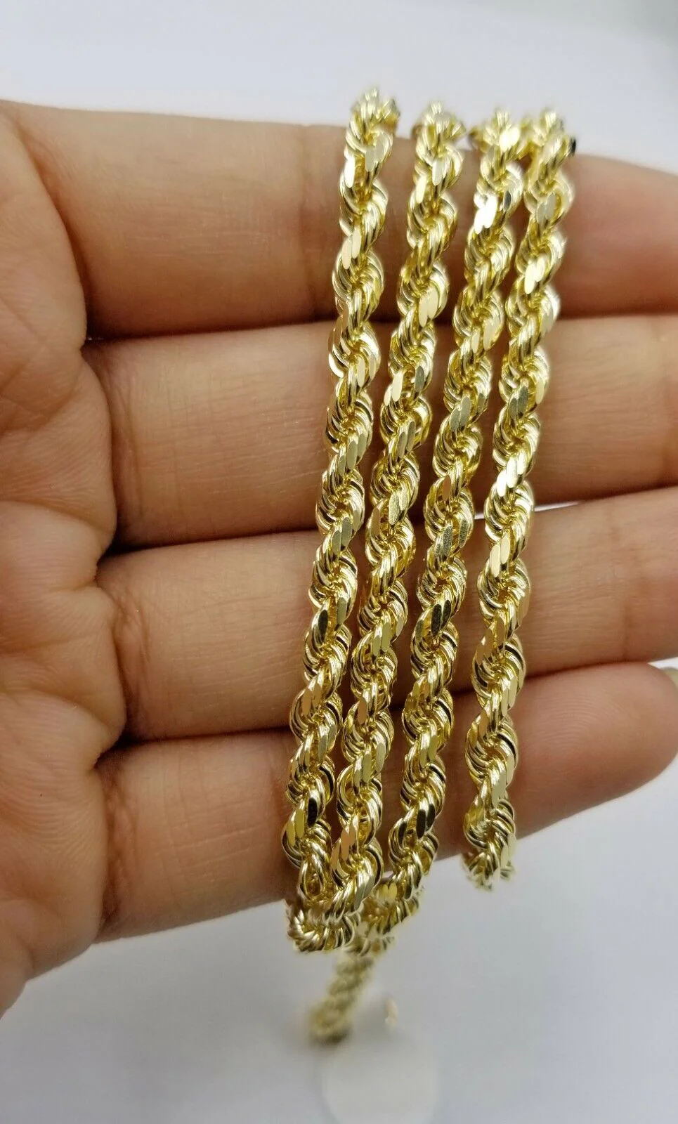 SOLID 5mm 20" 10k Yellow Gold Rope Chain Diamond Cut Men Women Real Brand new - Image 5