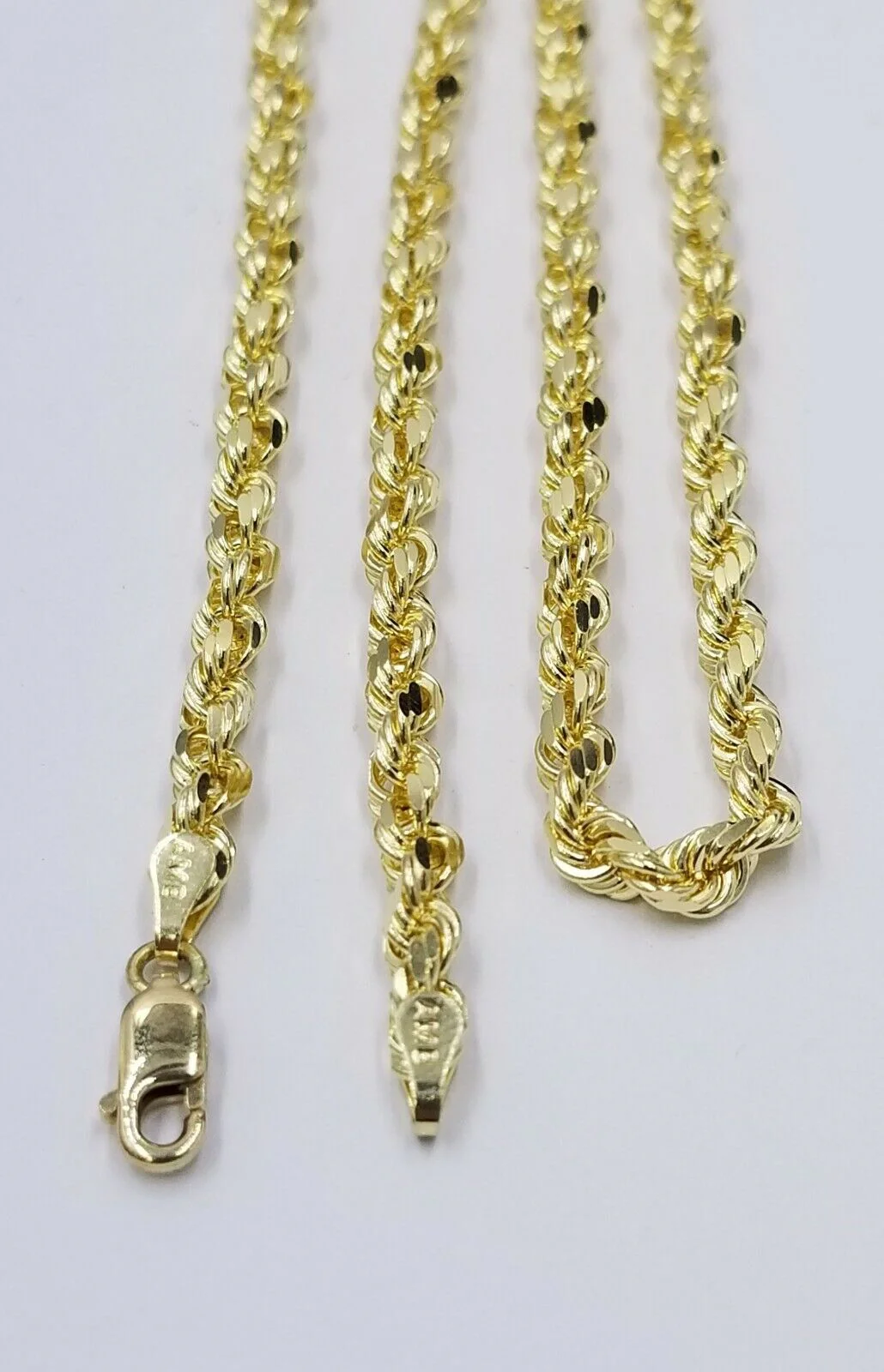 SOLID 5mm 20" 10k Yellow Gold Rope Chain Diamond Cut Men Women Real Brand new - Image 8