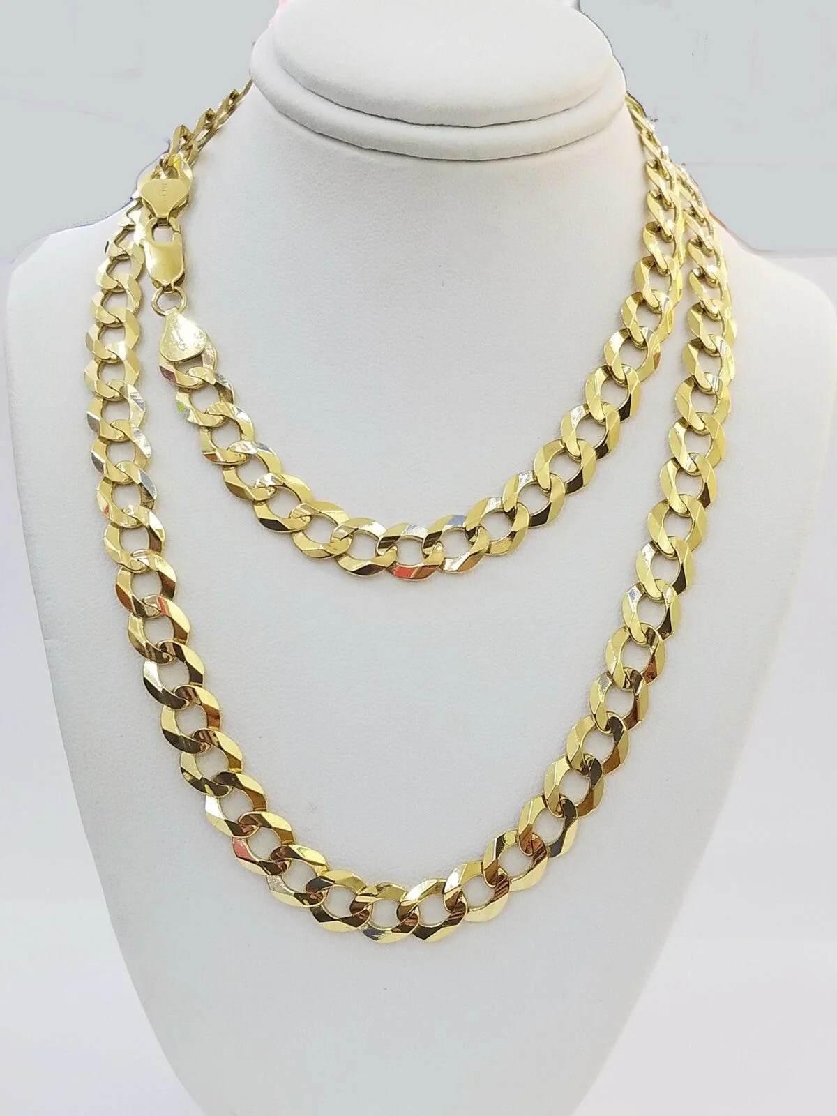 Solid 7mm 14k Gold Cuban curb Link chain Necklace 20 22 24 26 28 30 Inch Real - Image 2