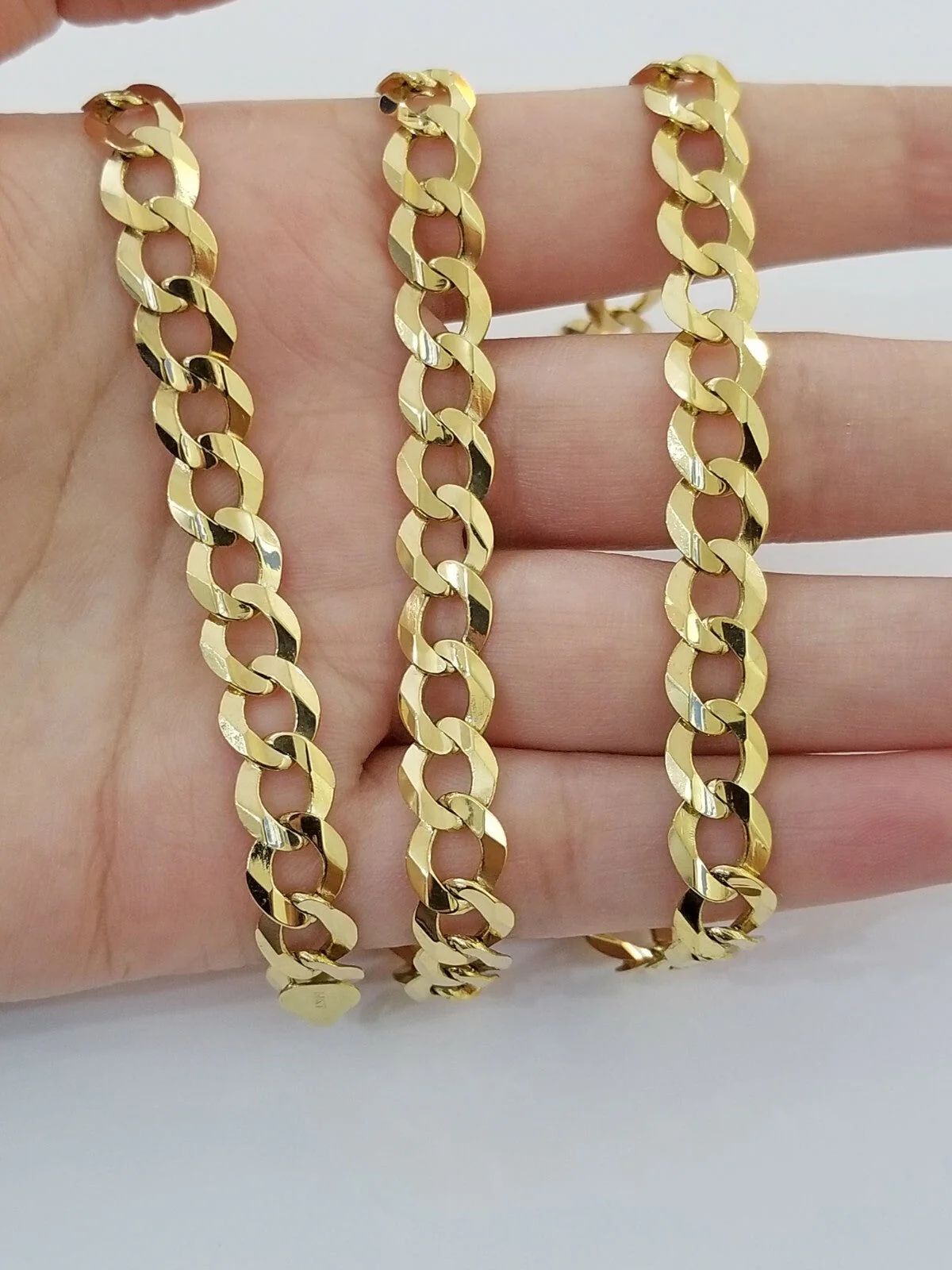 Solid 7mm 14k Gold Cuban curb Link chain Necklace 20 22 24 26 28 30 Inch Real - Image 3