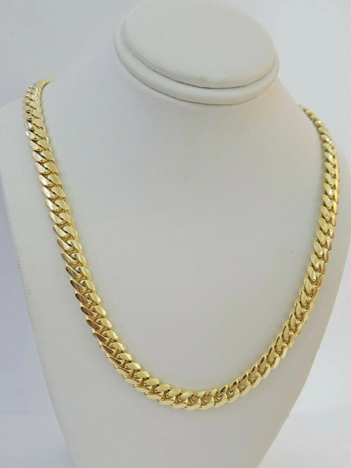Solid Cuban Link Necklace 20" 7mm 10k Yellow Gold Chain Box Lock, Real 10k,SHORT - Image 4