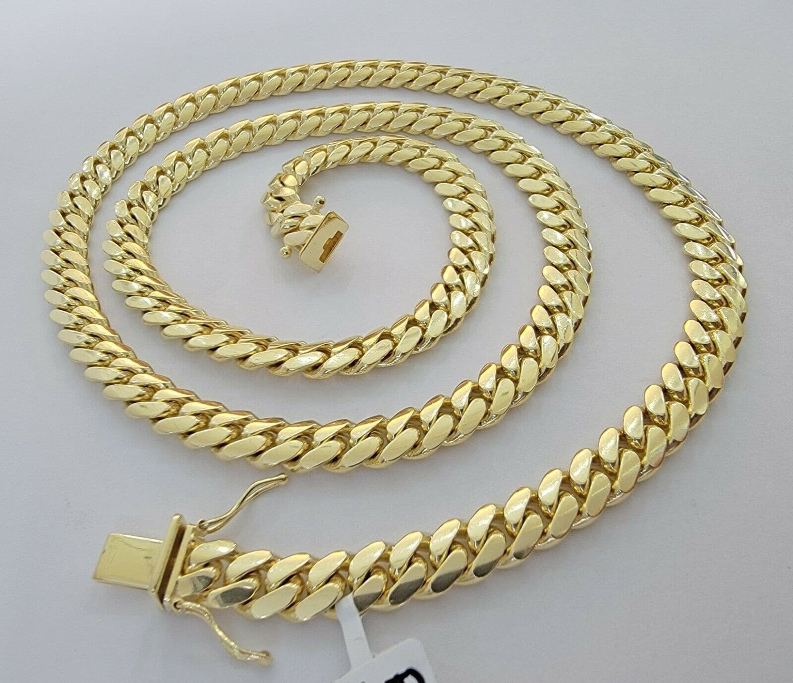 Solid Cuban Link Necklace 20" 7mm 10k Yellow Gold Chain Box Lock, Real 10k,SHORT - Image 6