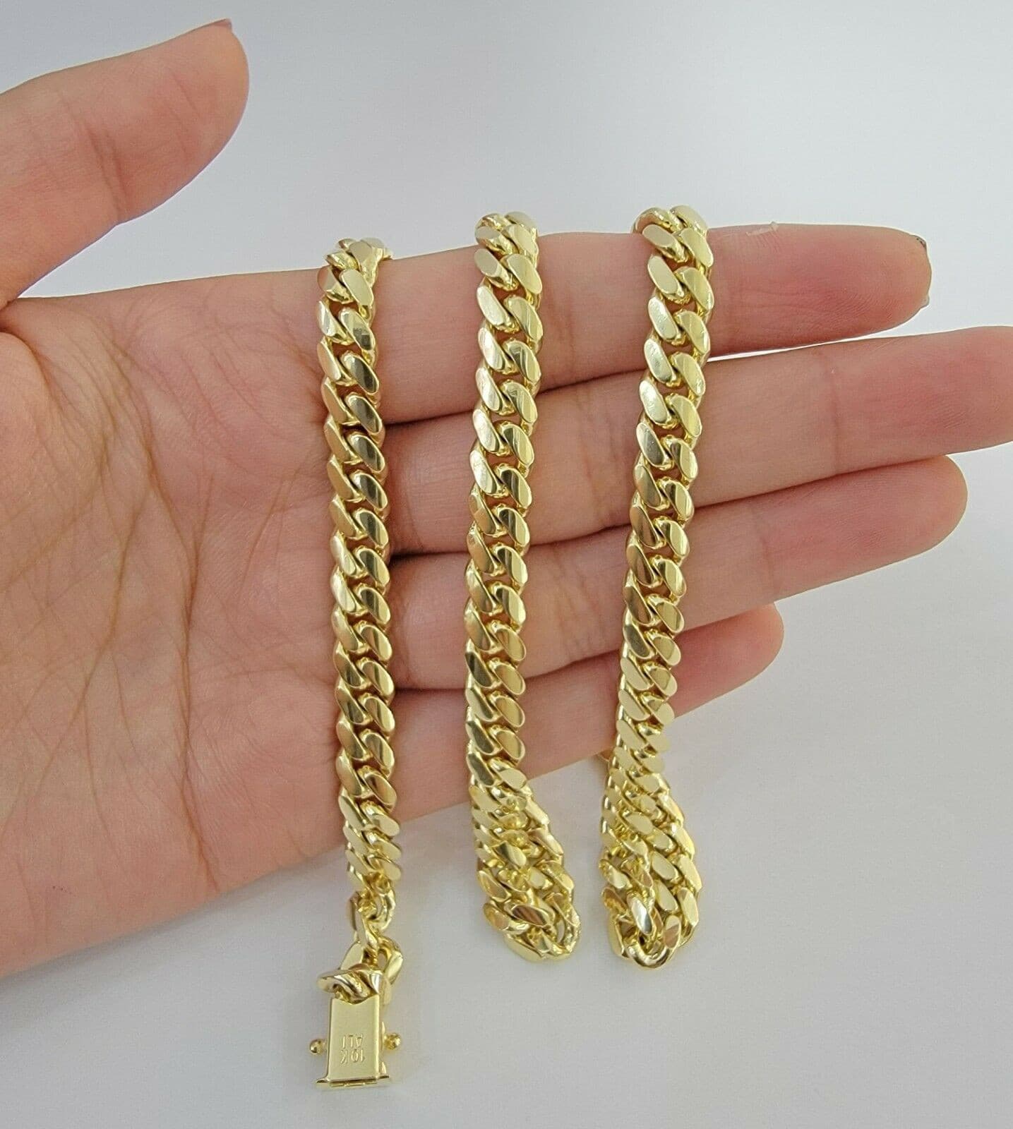 Solid Cuban Link Necklace 20" 7mm 10k Yellow Gold Chain Box Lock, Real 10k,SHORT - Image 8