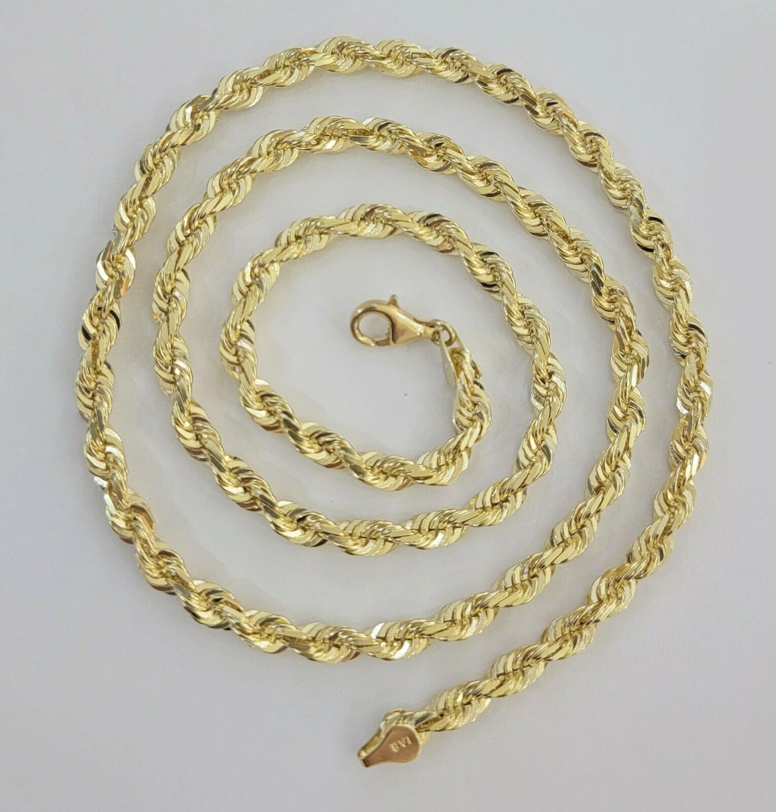 SOLID Gold 10k Rope Chain 5mm 22"-26" Inch 10kt Yellow Gold Necklace Diamond Cut - Image 6