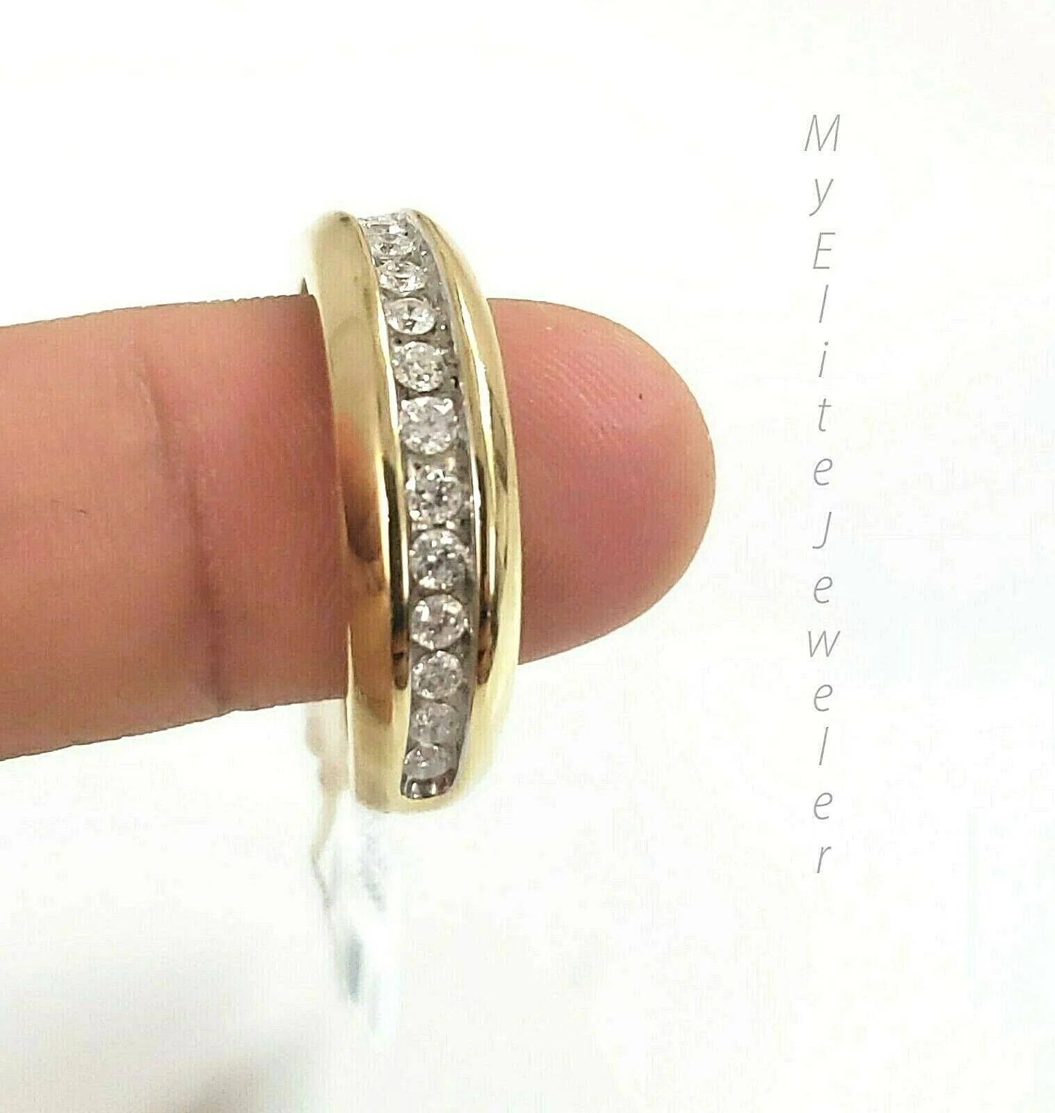SOLID Gold Mens Diamond Ring Band 10k Yellow Gold Engagement Wedding Anniversary Ring Sizes 6,7,8,9,10,11 & 12 - Image 4