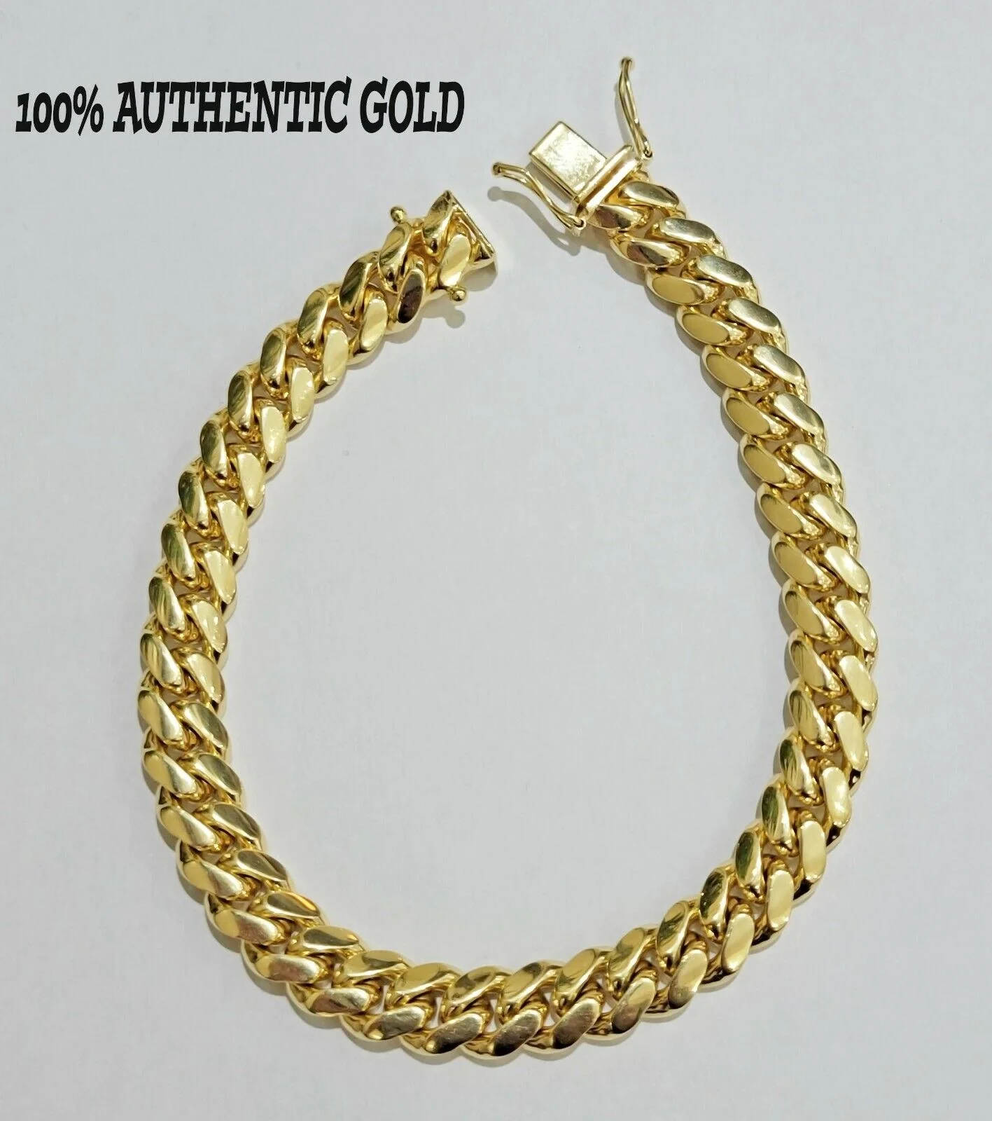 Solid Gold Miami Cuban Link Bracelet 8mm 8" REAL 10k Yellow Gold Box Lock 10kt - Image 2