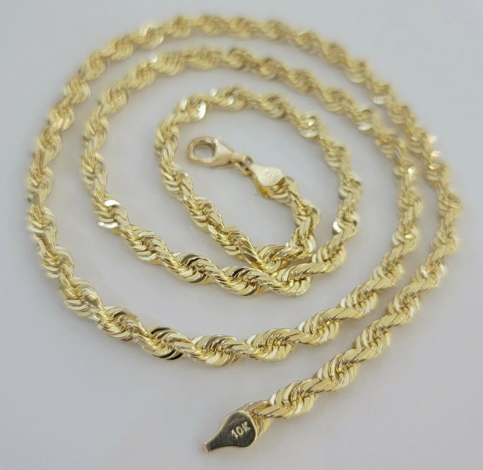 Solid Gold Rope Chain 10k Yellow Gold Necklace 24" 5mm Diamond Cut,Lobster, REAL - Image 2