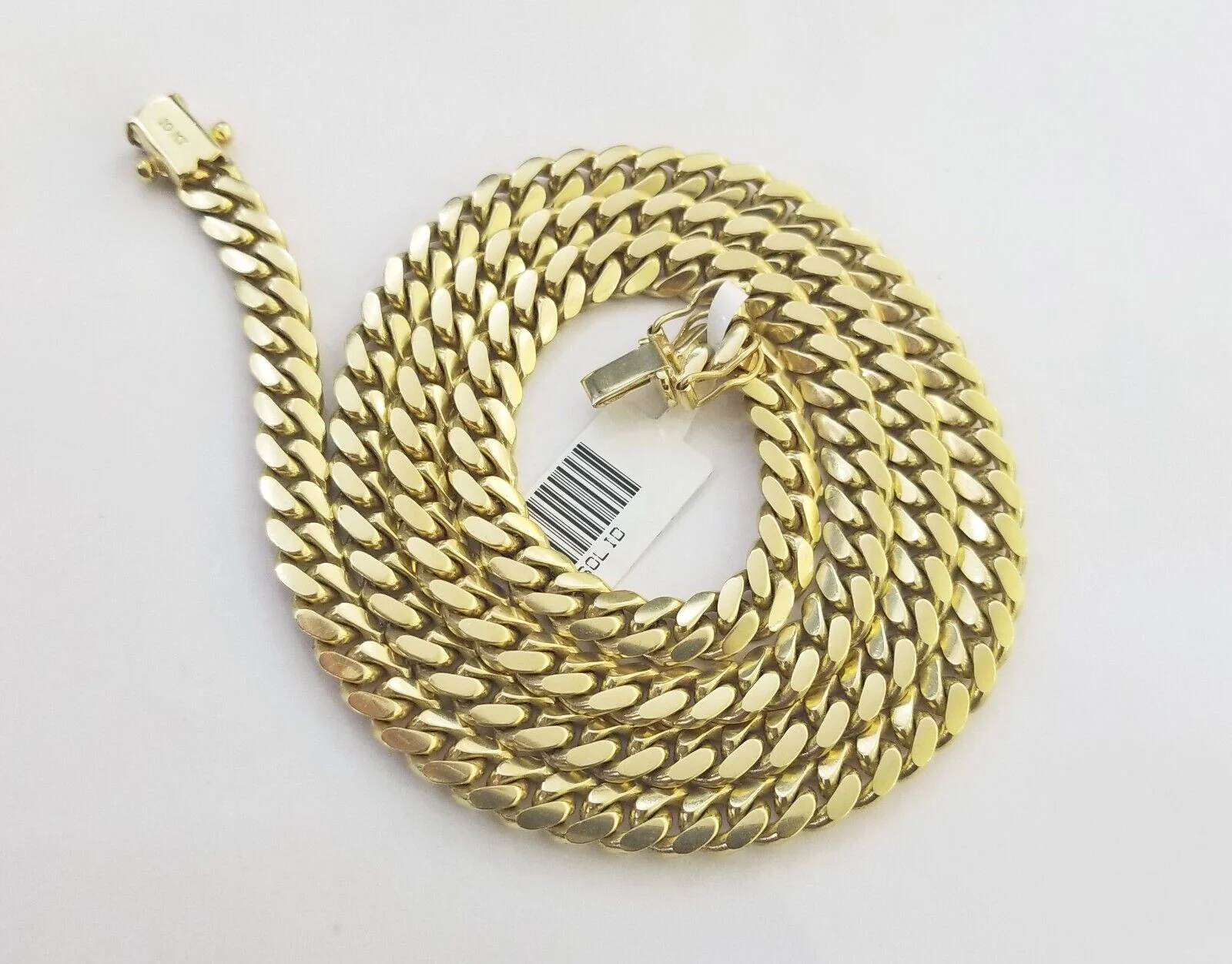 Solid Real 10k Gold Chain Miami Cuban Link 6mm Box Lock 22" Yellow Gold Necklace - Image 3
