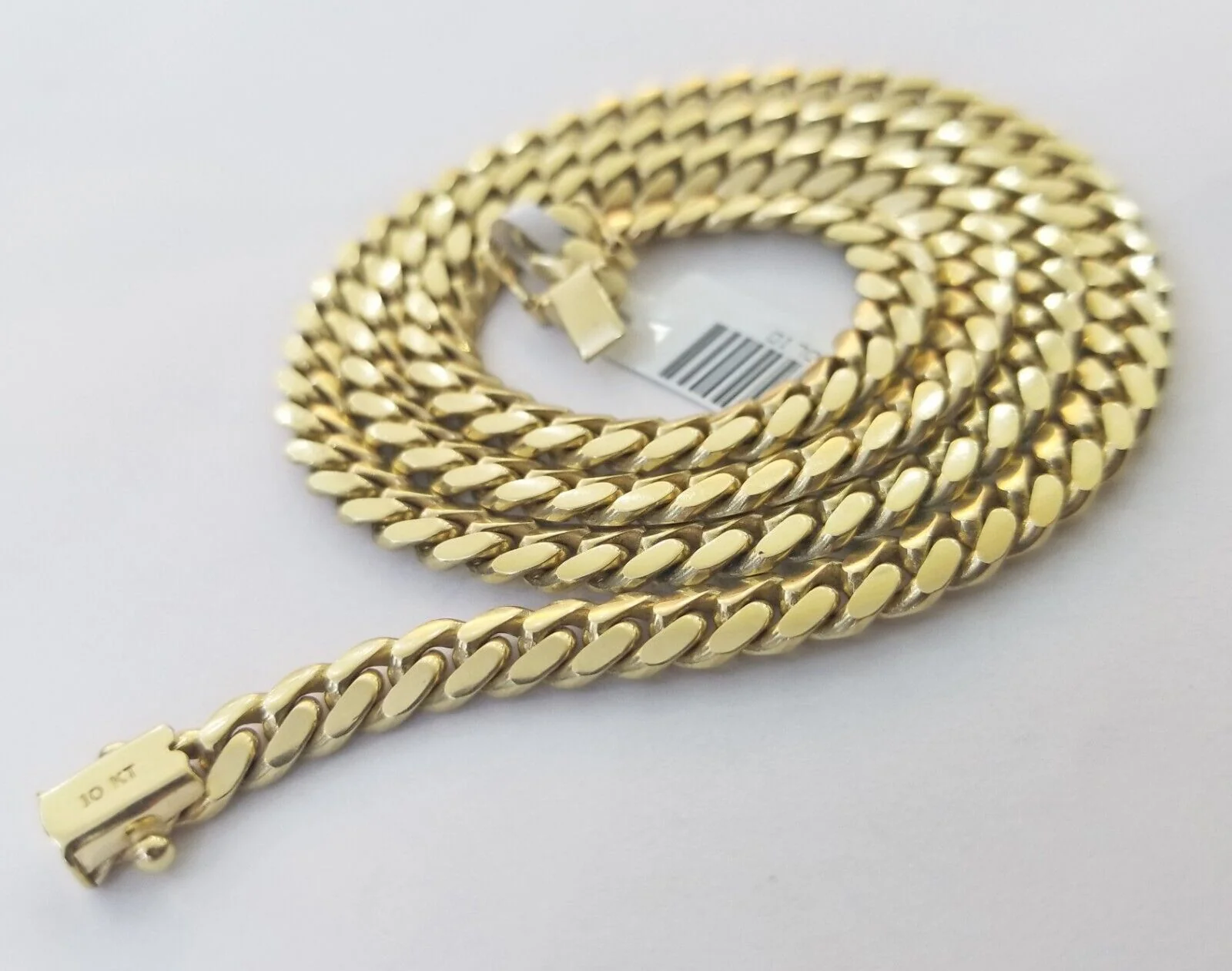 Solid Real 10k Gold Chain Miami Cuban Link 6mm Box Lock 22" Yellow Gold Necklace - Image 4