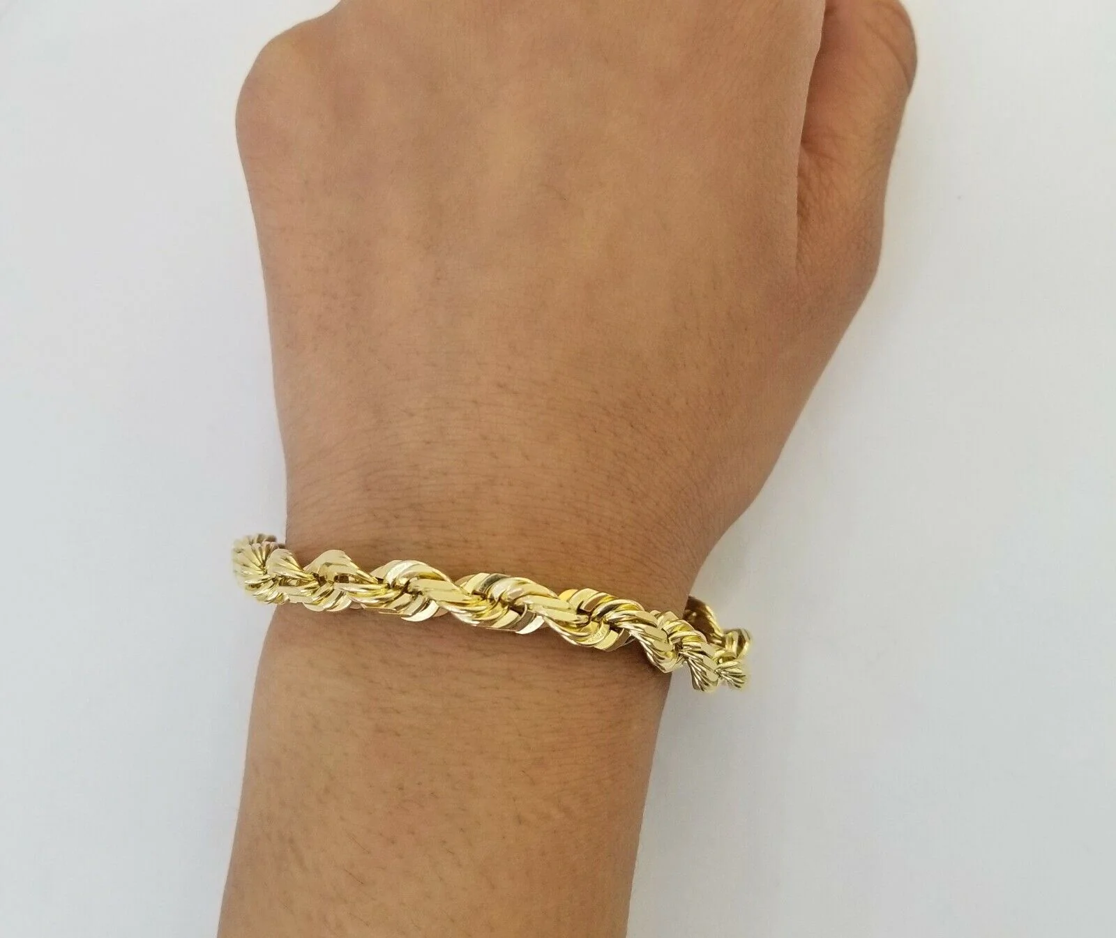 Solid Real 10K Yellow Gold Rope Bracelet 8" Inch 7mm 10kt Real gold men women - Image 2