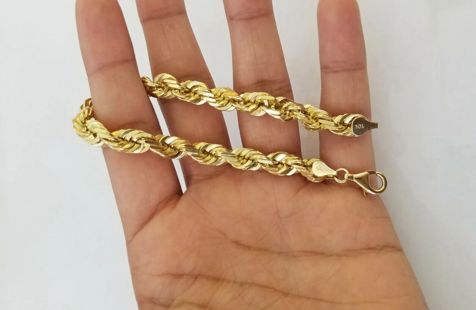 Solid Real 10K Yellow Gold Rope Bracelet 8" Inch 7mm 10kt Real gold men women - Image 3