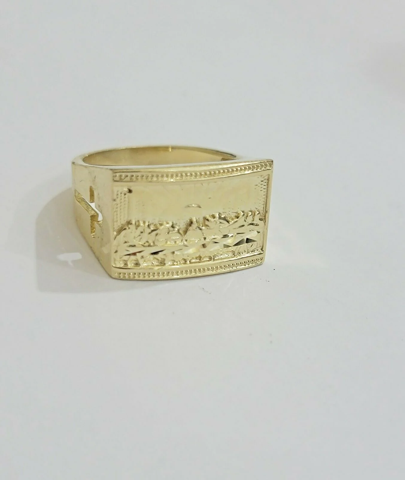 Solid Real Gold Men's Ring Last Supper 10k Yellow Gold Casual,Pinky, Square,10kt - Image 6