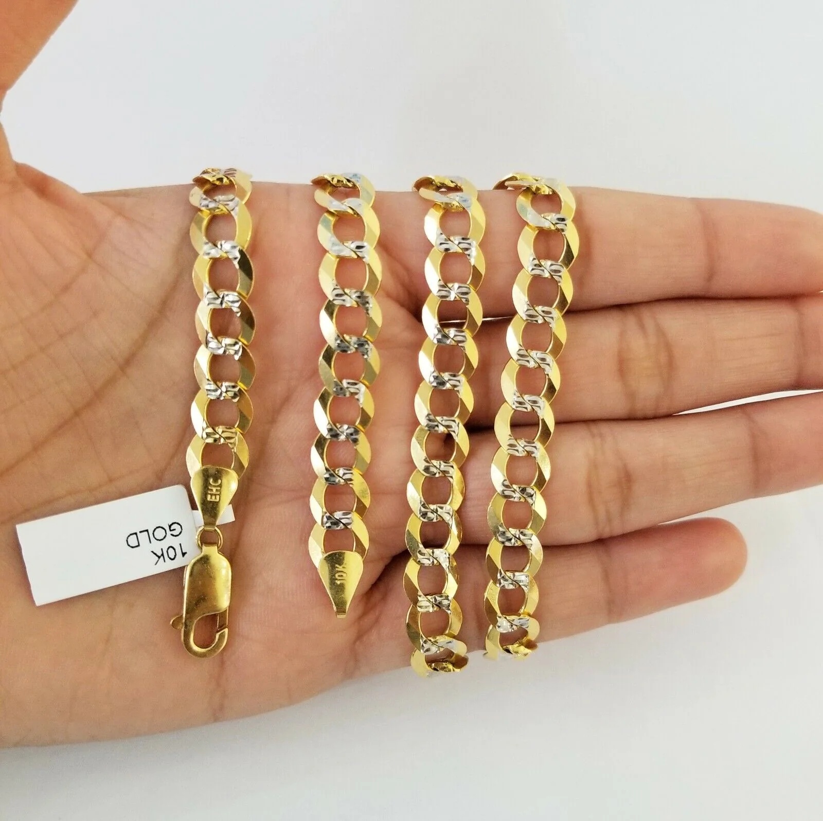 Solid REAL Yellow Gold 10k Cuban Curb Link necklace 8mm gold chain w diamond cut - Image 4