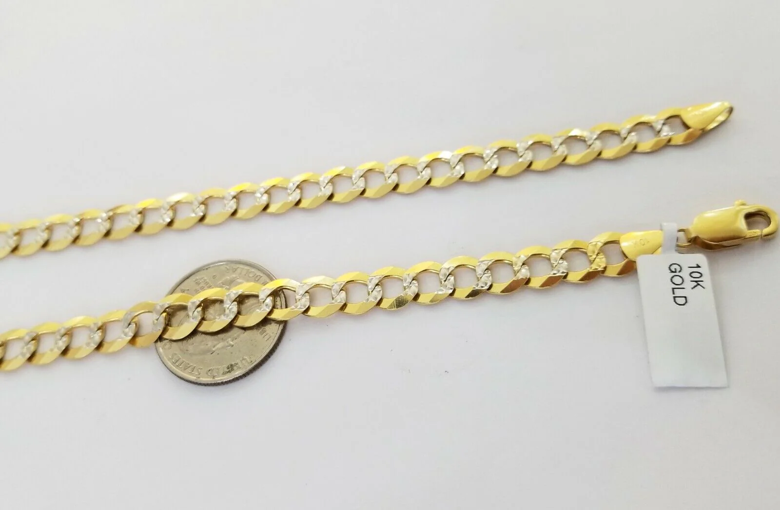 Solid REAL Yellow Gold 10k Cuban Curb Link necklace 8mm gold chain w diamond cut - Image 5