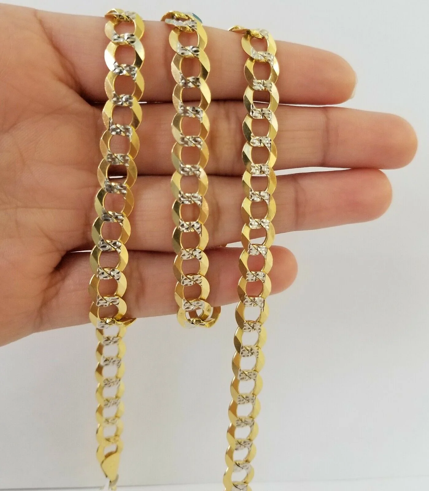 Solid REAL Yellow Gold 10k Cuban Curb Link necklace 8mm gold chain w diamond cut - Image 8