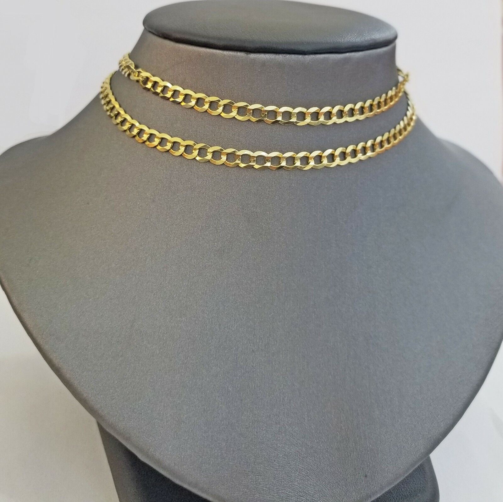 Solid REAL Yellow Gold 14k Cuban Curb Link necklace 22 inch gold chain 4mm 14kt - Image 3