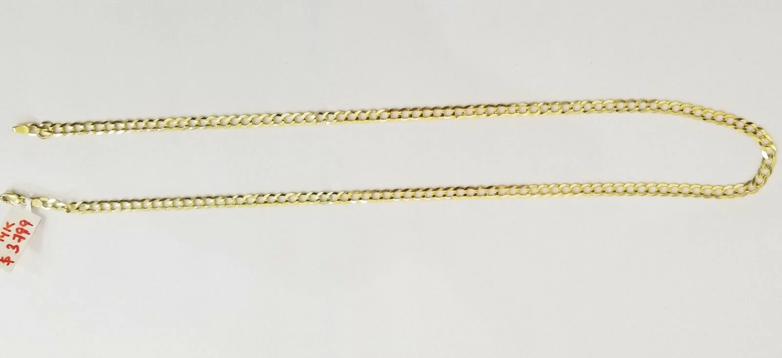 Solid REAL Yellow Gold 14k Cuban Curb Link necklace 22 inch gold chain 4mm 14kt - Image 4