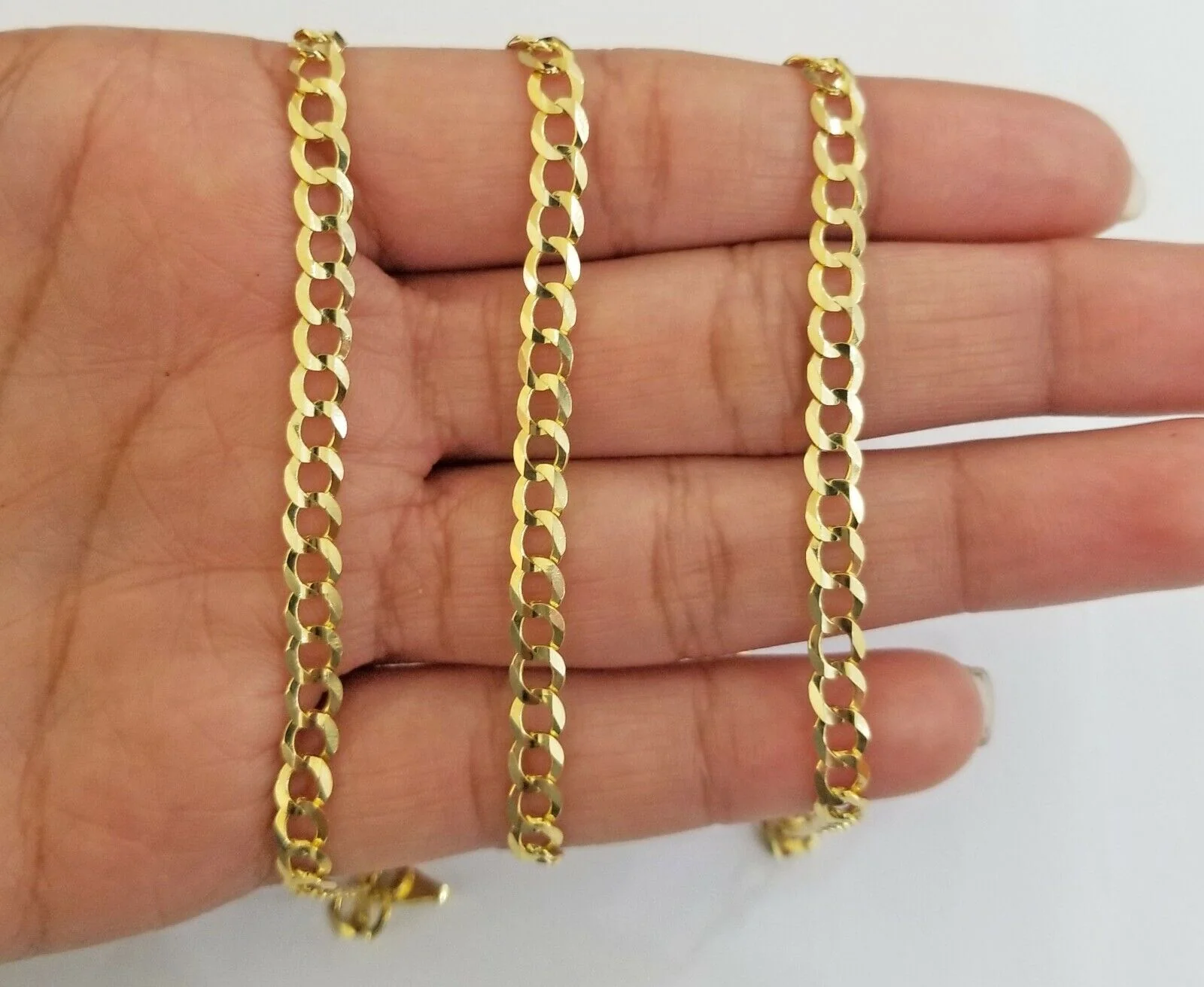 Solid REAL Yellow Gold 14k Cuban Curb Link necklace 22 inch gold chain 4mm 14kt - Image 5