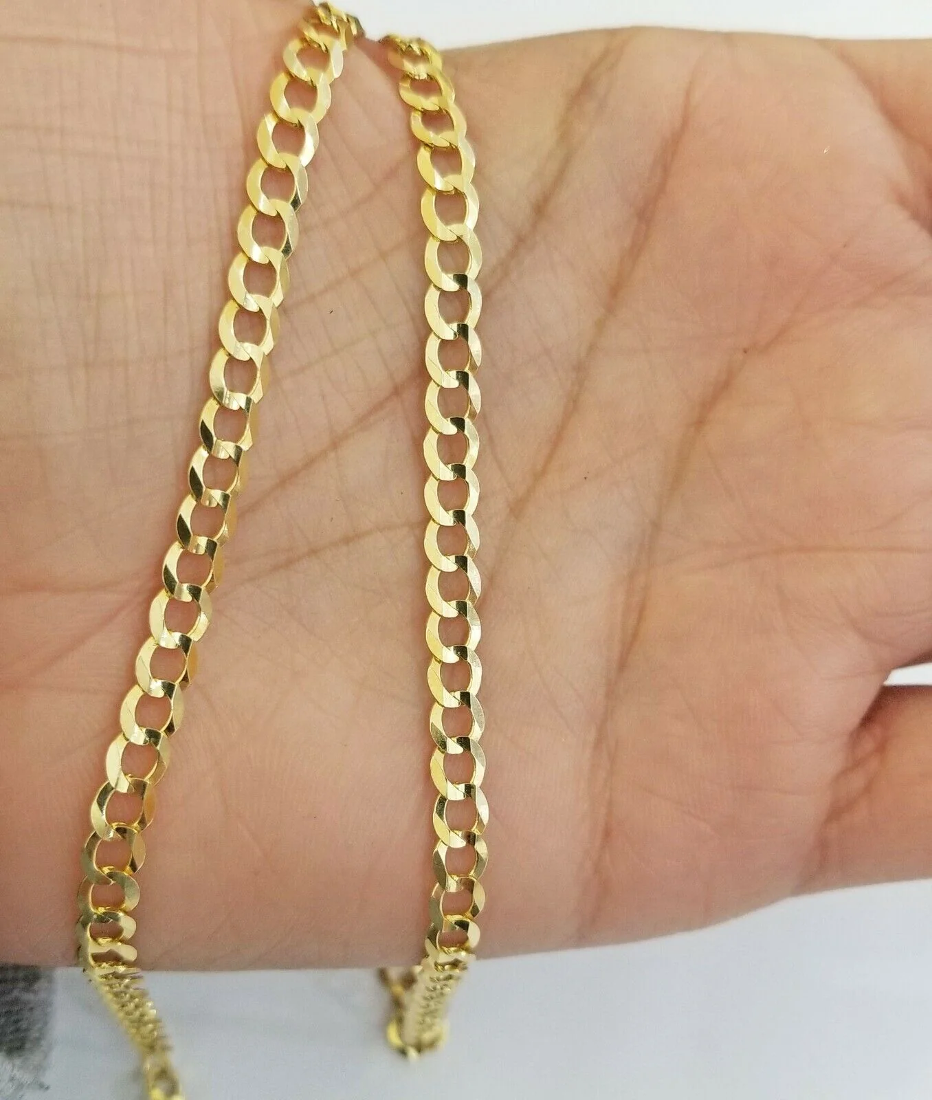 Solid REAL Yellow Gold 14k Cuban Curb Link necklace 22 inch gold chain 4mm 14kt - Image 6